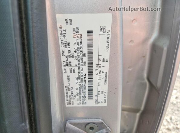 1FMCU9GD3KUA07532 2019 FORD ESCAPE Серебряный Вид наклейки с VIN-кодом