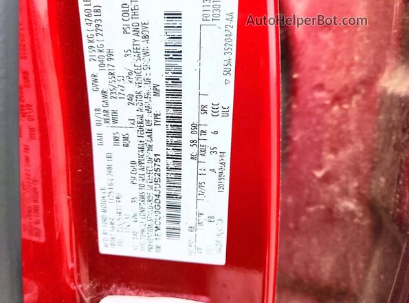 1FMCU9GD4JUB25751 2018 FORD ESCAPE Красный Вид подкапотного пространства