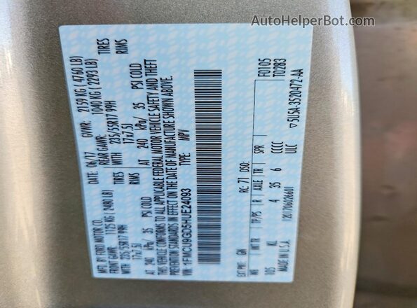1FMCU9GD5HUE24093 2017 FORD ESCAPE Beige Engine compartment view