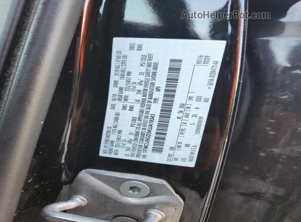 1FMCU9GD5KUA19343 2019 FORD ESCAPE Black Widok naklejki z numerem VIN