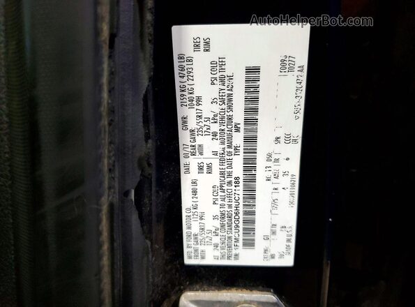 1FMCU9GD6HUC71188 2017 FORD ESCAPE Black Вид наклейки з VIN-кодом