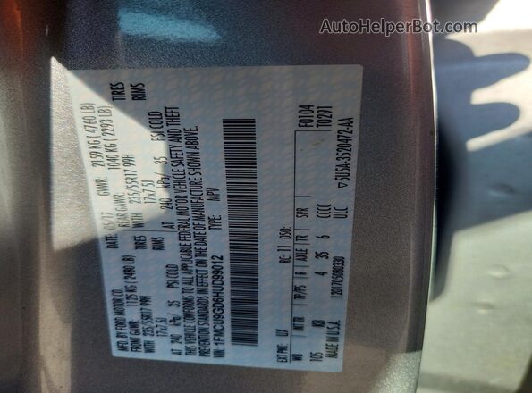 1FMCU9GD6HUD99012 2017 FORD ESCAPE Silver Widok naklejki z numerem VIN