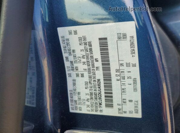 1FMCU9GD6JUA99296 2018 FORD ESCAPE Blue Вид наклейки з VIN-кодом