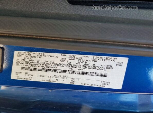 1FMCU9GD7HUD28451 2017 FORD ESCAPE Blue 