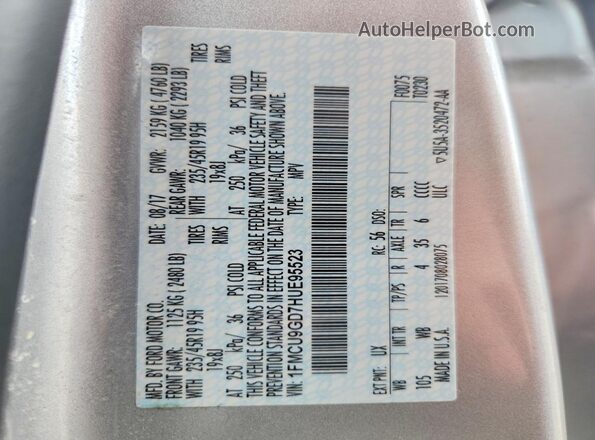 1FMCU9GD7HUE95523 2017 FORD ESCAPE Серебряный Вид подкапотного пространства