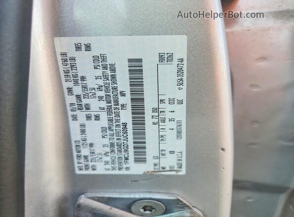 1FMCU9GD7JUC60948 2018 FORD ESCAPE Silver Vista del compartimento del motor
