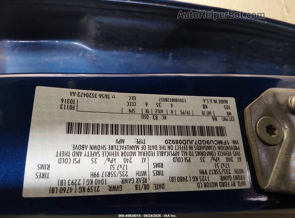 1FMCU9GD7JUD08920 2018 FORD ESCAPE Blue Vista del compartimento del motor