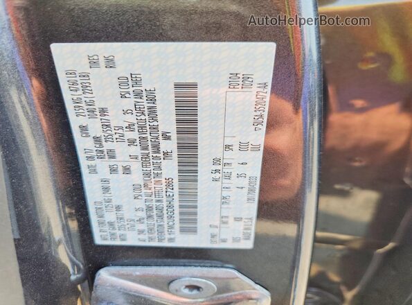 1FMCU9GD8HUE72865 2017 FORD ESCAPE Charcoal VIN კოდის სტიკერის ხედი
