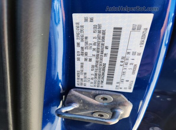 1FMCU9GD8KUB56292 2019 FORD ESCAPE Blue Widok naklejki z numerem VIN