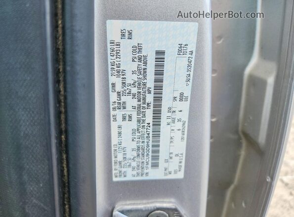 1FMCU9GD9HUB47724 2017 FORD ESCAPE Gray VIN sticker view
