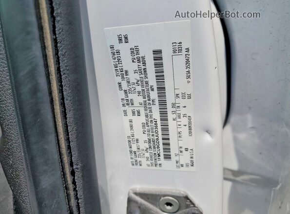 1FMCU9GD9JUD36847 2018 FORD ESCAPE White Widok wnętrza 360 stopni