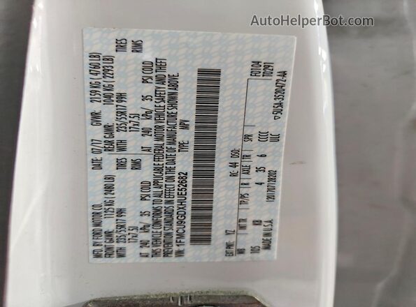 1FMCU9GDXHUE52682 2017 FORD ESCAPE White Vista de la etiqueta del VIN
