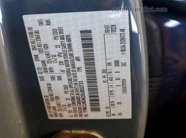 1FMCU9GN2SUB52733 2025 FORD ESCAPE Blue VIN կոդի պիտակի տեսք