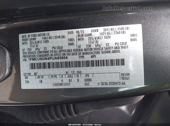 1FMCU9GN4PUA85804 2023 FORD ESCAPE Gray Вид підкапотного простору