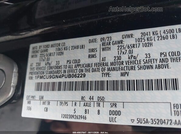 1FMCU9GN4PUB06229 2023 FORD ESCAPE Black Вид підкапотного простору