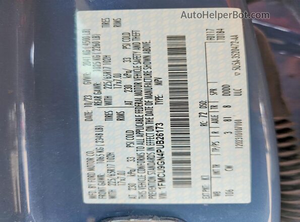 1FMCU9GN4PUB26173 2023 FORD ESCAPE Blue Vista interior de 360 grados