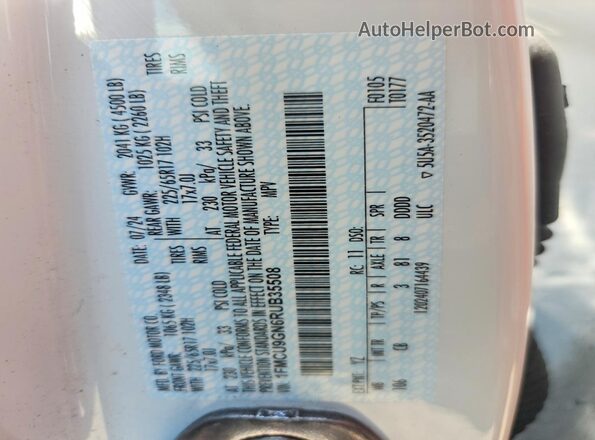 1FMCU9GN6RUB35508 2024 FORD ESCAPE White VIN კოდის სტიკერის ხედი