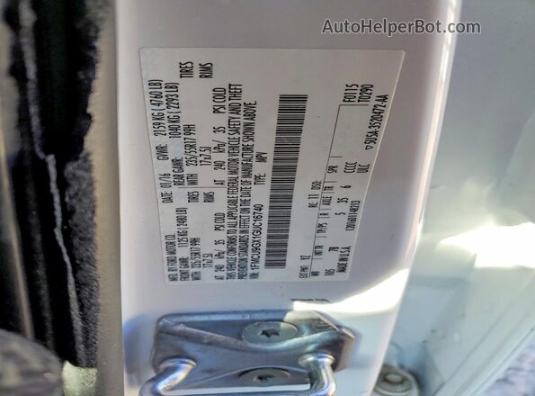 1FMCU9GX1GUC16740 2016 FORD ESCAPE White VIN sticker view