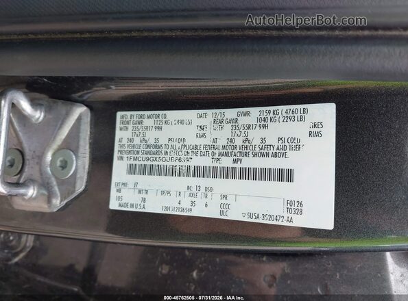 1FMCU9GX5GUB86397 2016 FORD ESCAPE Gray ძრავის განყოფილების ხედი