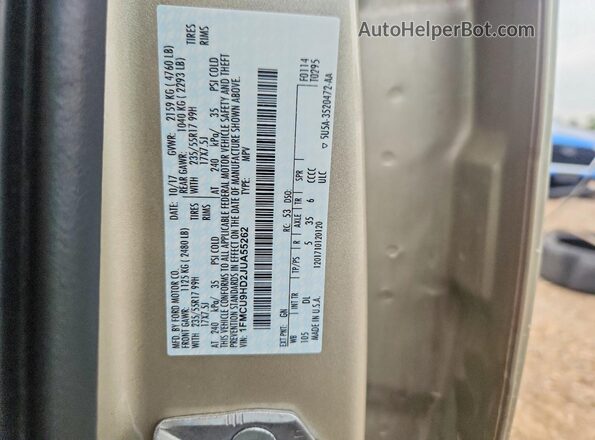 1FMCU9HD2JUA55262 2018 FORD ESCAPE Tan Engine compartment view