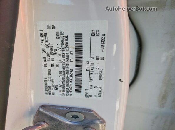 1FMCU9HD9KUB75920 2019 FORD ESCAPE White VIN կոդի պիտակի տեսք