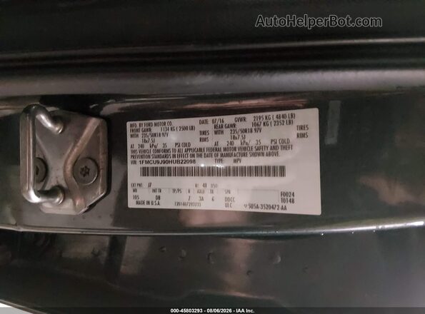 1FMCU9J90HUB22098 2017 FORD ESCAPE Серый Вид подкапотного пространства