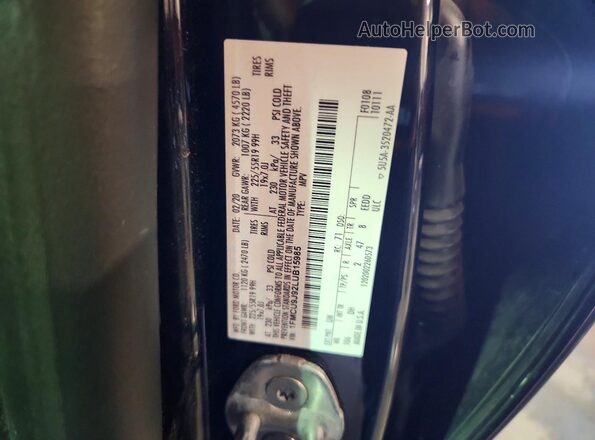 1FMCU9J92LUB15985 2020 FORD ESCAPE Black Widok naklejki z numerem VIN