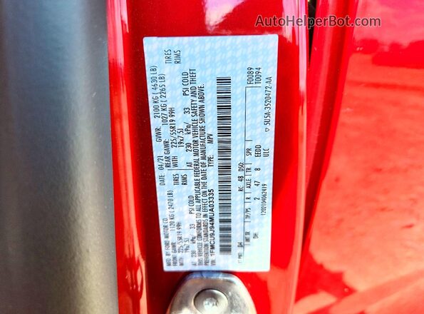 1FMCU9J94MUA03335 2021 FORD ESCAPE Red VIN sticker view