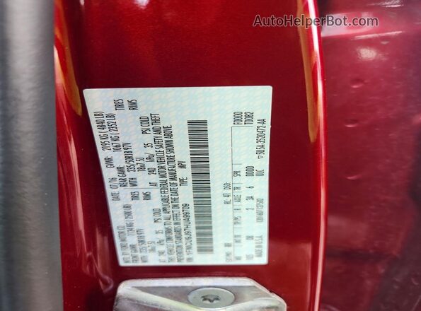 1FMCU9J97HUA99709 2017 FORD ESCAPE Burgundy VIN კოდის სტიკერის ხედი