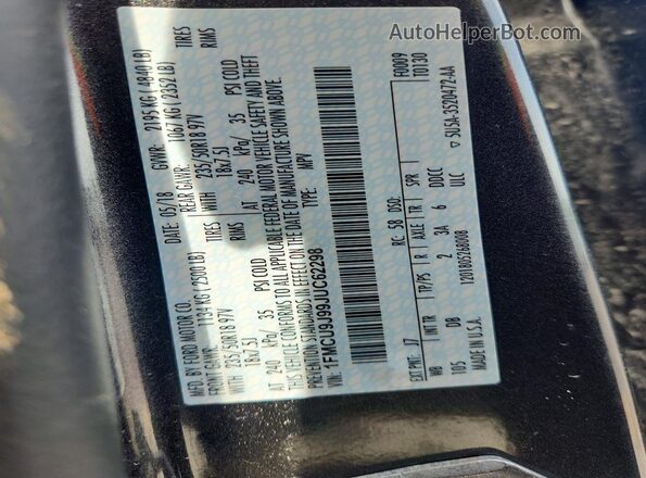 1FMCU9J99JUC62298 2018 FORD ESCAPE Gray VIN sticker view