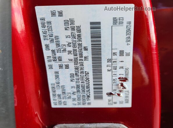 1FMCU9J99JUD61767 2018 FORD ESCAPE Red Widok komory silnika