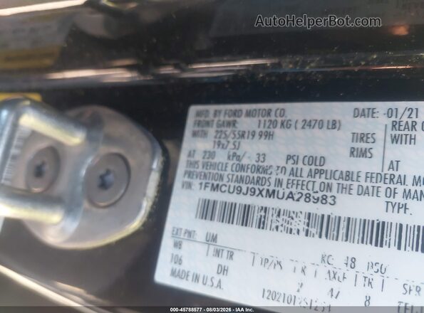 1FMCU9J9XMUA28983 2021 FORD ESCAPE Black Շարժիչի բաժամունքի տեսք