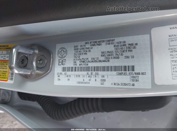 1FMCU9JA0SUB24628 2025 FORD ESCAPE White Widok komory silnika