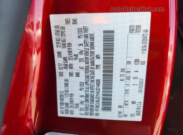 1FMCU9JD1HUD14926 2017 FORD ESCAPE Red 
