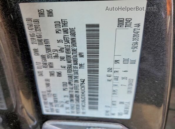 1FMCU9JDXHUC97642 2017 FORD ESCAPE Gray Vista del compartimento del motor