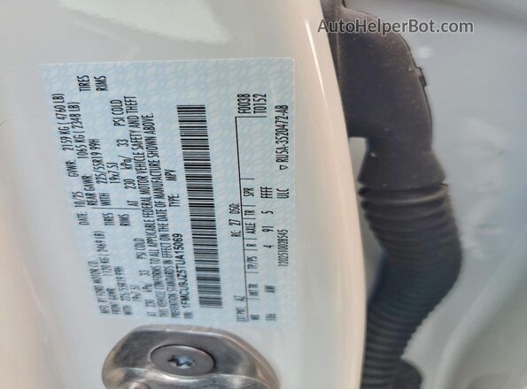 1FMCU9JZ5TUA15069 2026 FORD ESCAPE White Widok naklejki z numerem VIN