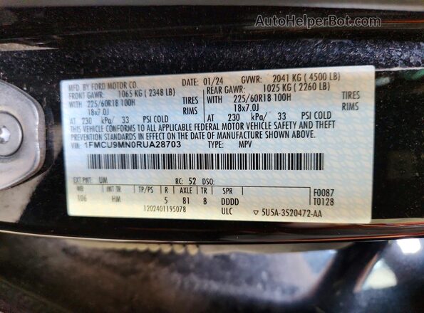 1FMCU9MN0RUA28703 2024 FORD ESCAPE Black VIN կոդի պիտակի տեսք