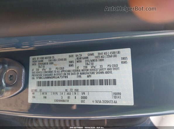 1FMCU9MN0RUA73785 2024 FORD ESCAPE Light Blue Вид підкапотного простору