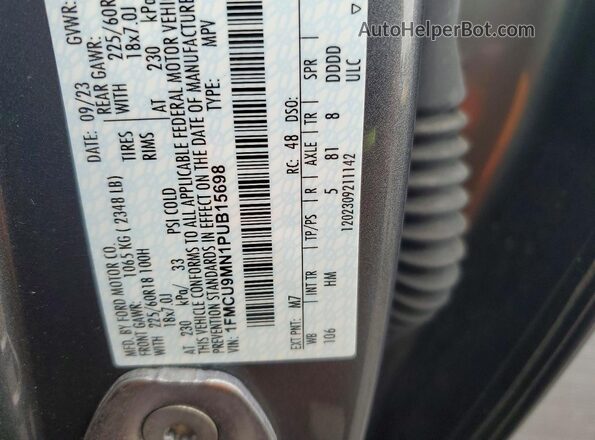 1FMCU9MN1PUB15698 2023 FORD ESCAPE Серый Панорамный вид салона 360°