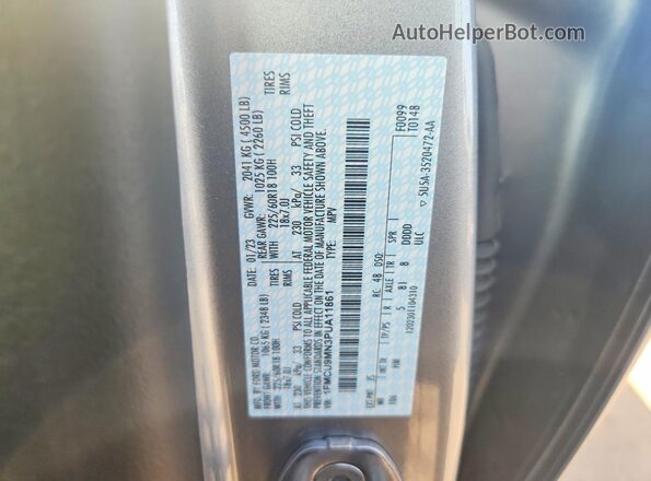 1FMCU9MN3PUA11861 2023 FORD ESCAPE Silver VIN კოდის სტიკერის ხედი
