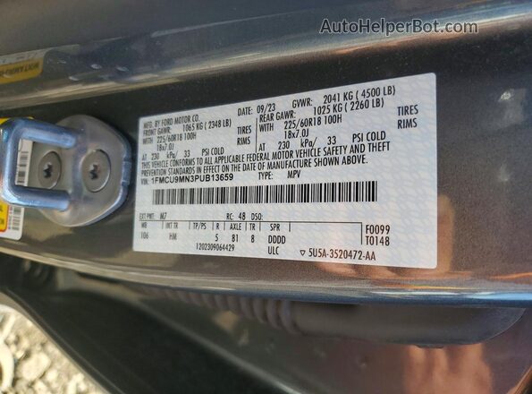 1FMCU9MN3PUB13659 2023 FORD ESCAPE Gray VIN sticker view