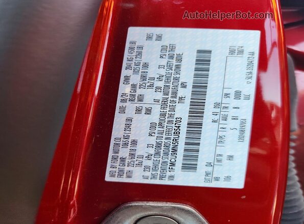 1FMCU9MN5RUB54703 2024 FORD ESCAPE Red Вид наклейки з VIN-кодом