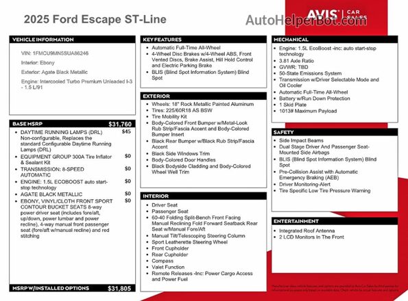 1FMCU9MN5SUA86246 2025 FORD ESCAPE Black Widok komory silnika