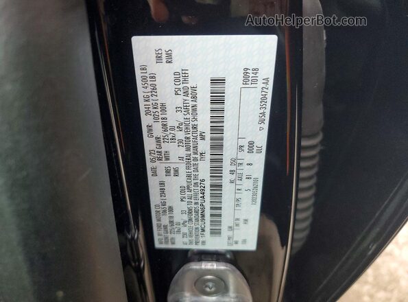 1FMCU9MN6PUA49276 2023 FORD ESCAPE Black Widok naklejki z numerem VIN