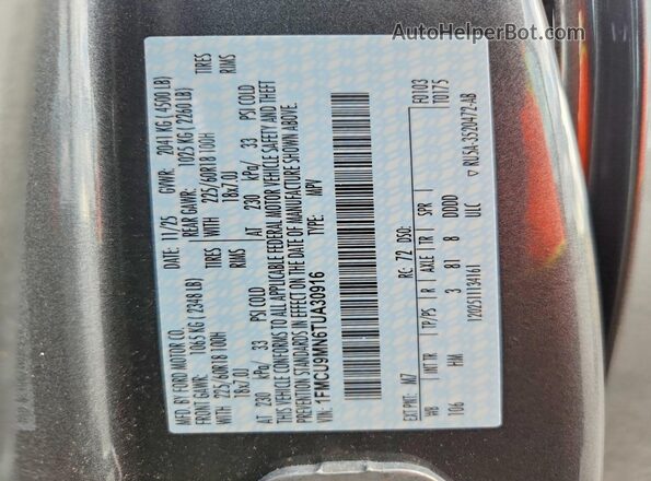1FMCU9MN6TUA30916 2026 FORD ESCAPE Gray Vista de la etiqueta del VIN