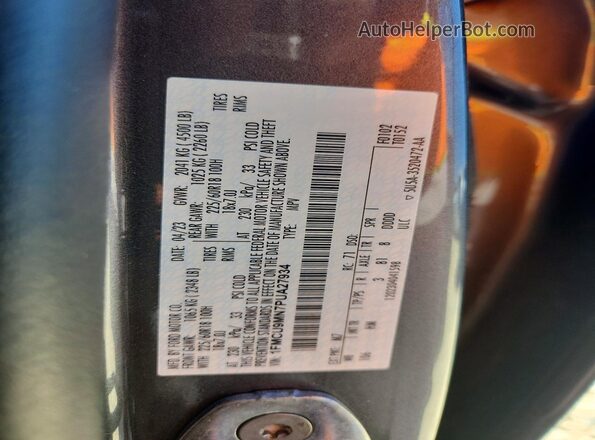 1FMCU9MN7PUA27934 2023 FORD ESCAPE Gray VIN sticker view