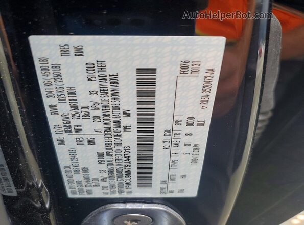 1FMCU9MN7SUA47013 2025 FORD ESCAPE Black Widok naklejki z numerem VIN