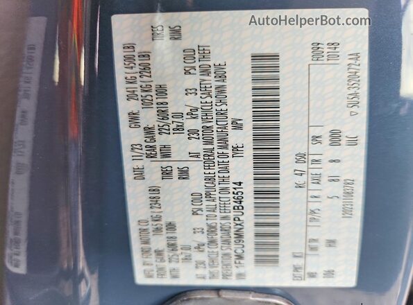 1FMCU9MNXPUB46514 2023 FORD ESCAPE Gray Vista interior de 360 grados