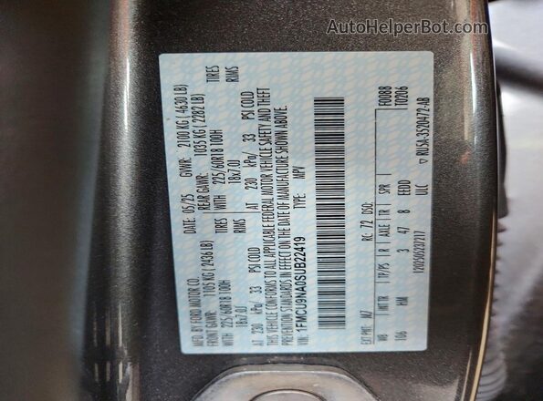 1FMCU9NA0SUB22419 2025 FORD ESCAPE Gray Widok naklejki z numerem VIN