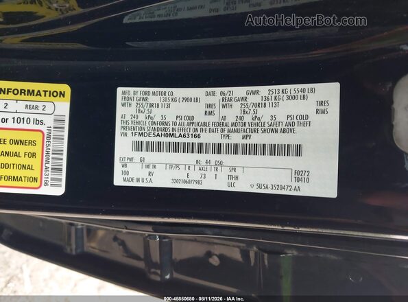 1FMDE5AH0MLA63166 2021 FORD BRONCO Black Вид підкапотного простору
